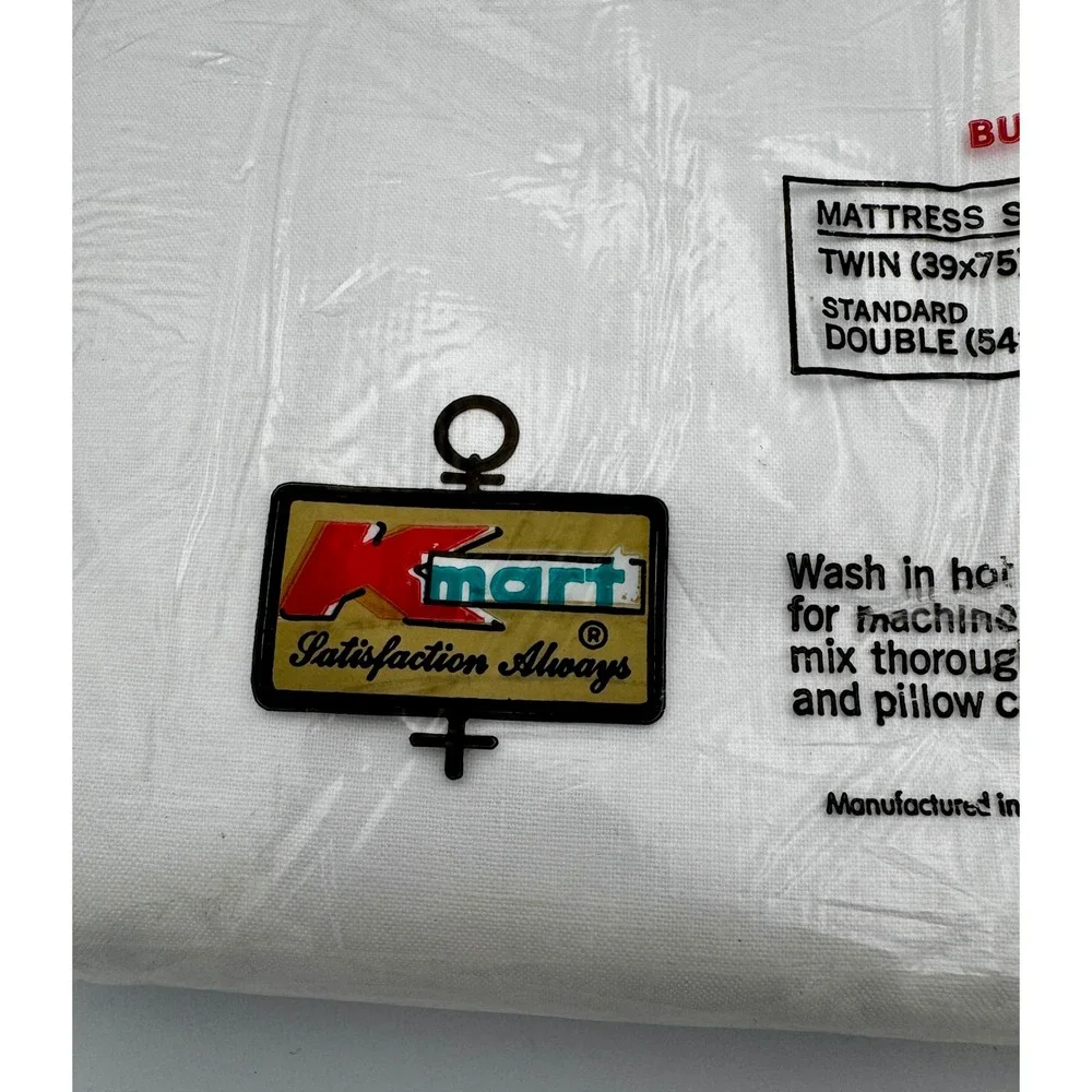 VTG Kmart Muslin Full Flat Sheet 100% Cotton White New Sealed NOS 1970s 81x108